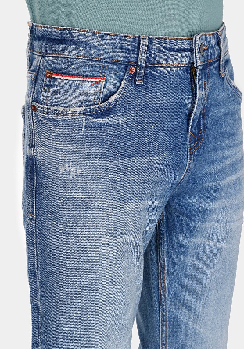 Afișați detalii pentru Pantaloni De Barbati Albastru Straight Fit 044 Karl Cl1074510