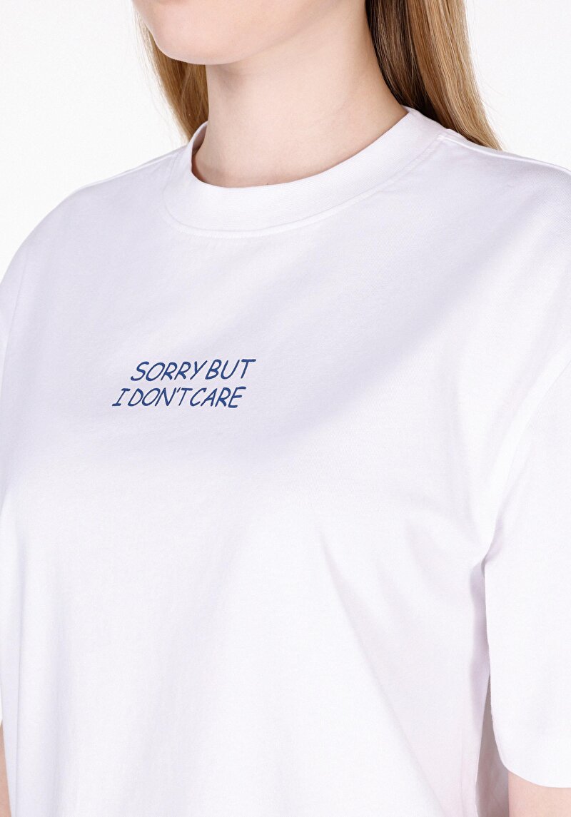 Imagine a Regular Fit Round Neck Imprimat Tricou Alb Cu Mânecă Scurtă Pentru Femei