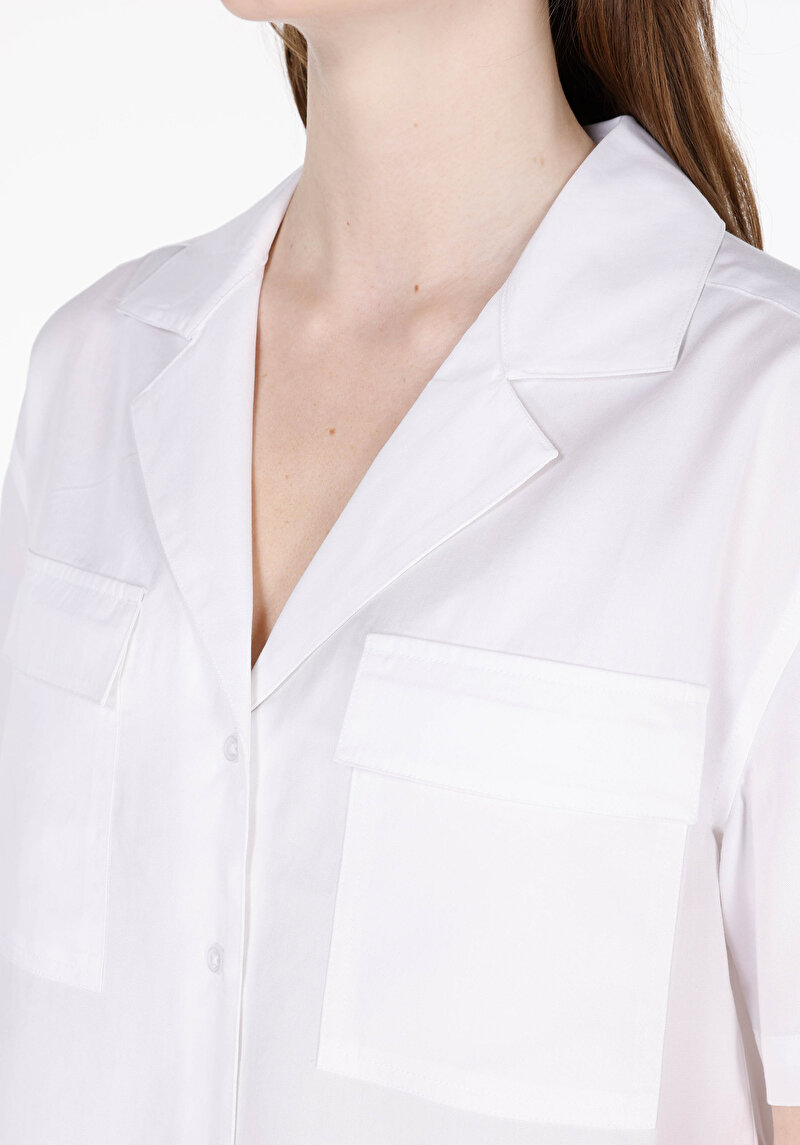 Afișați detalii pentru Camasa Cu Maneca Scurta De Dama Alb Regular Fit  Cl1074532