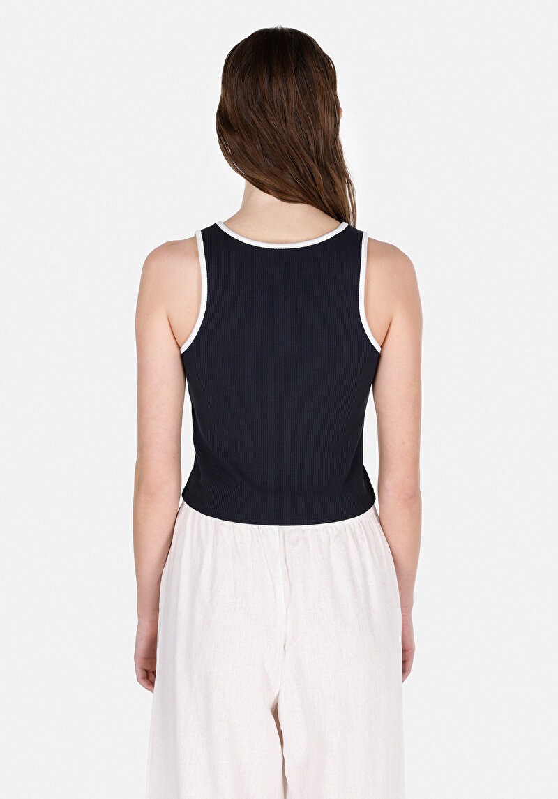 Afișați detalii pentru Pulover Cu Mâneci Scurte De Dama Albastru Marin Slim Fit  Cl1074549