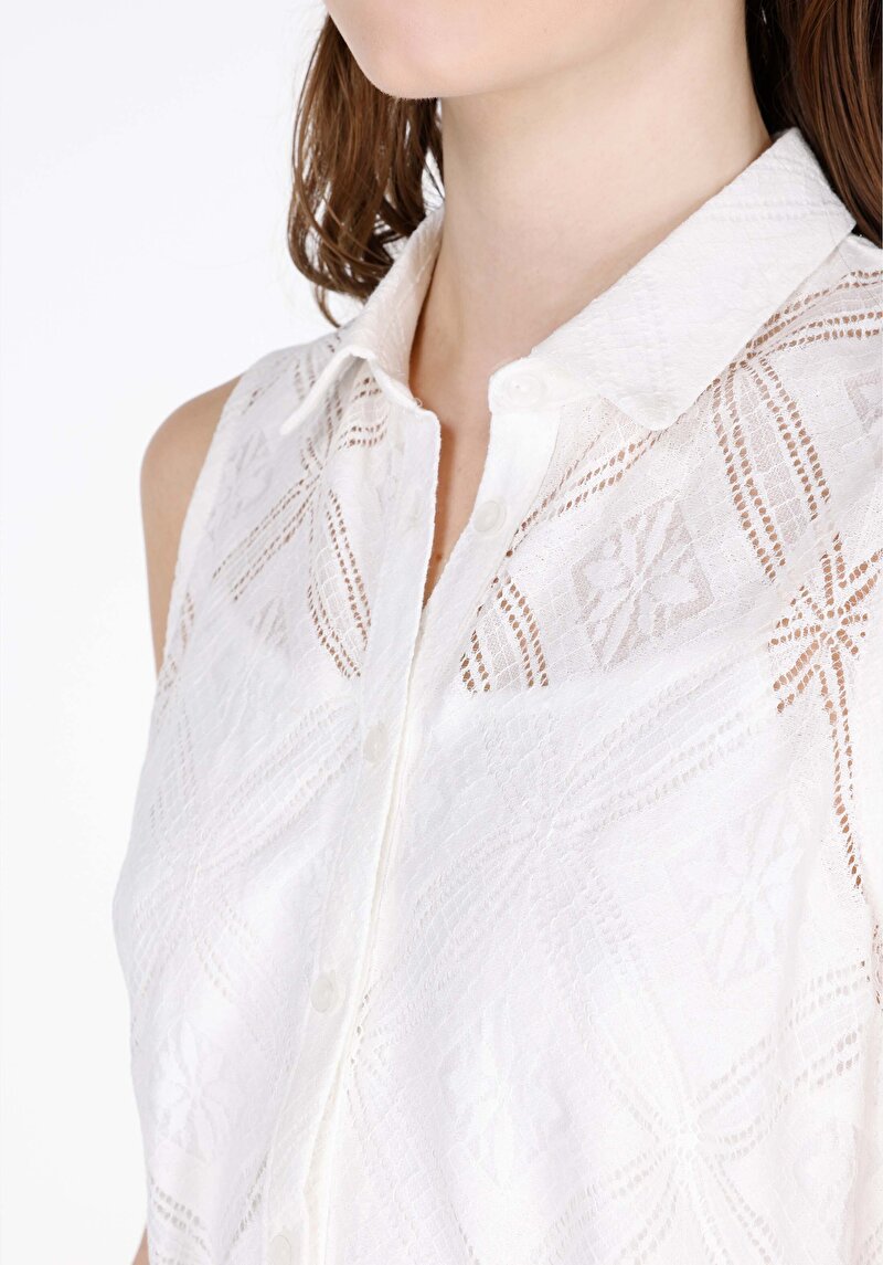 Imagine a Regular Fit Jacquard Rochie Albă Fără Mâneci Pentru Femei