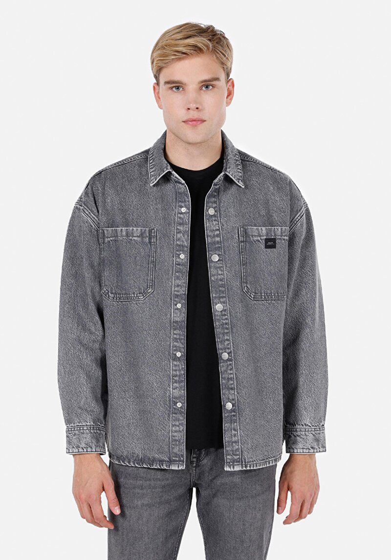 Imagine a Camasa Cu Maneca Lunga De Barbati Negru Oversize Fit  Cl1072243