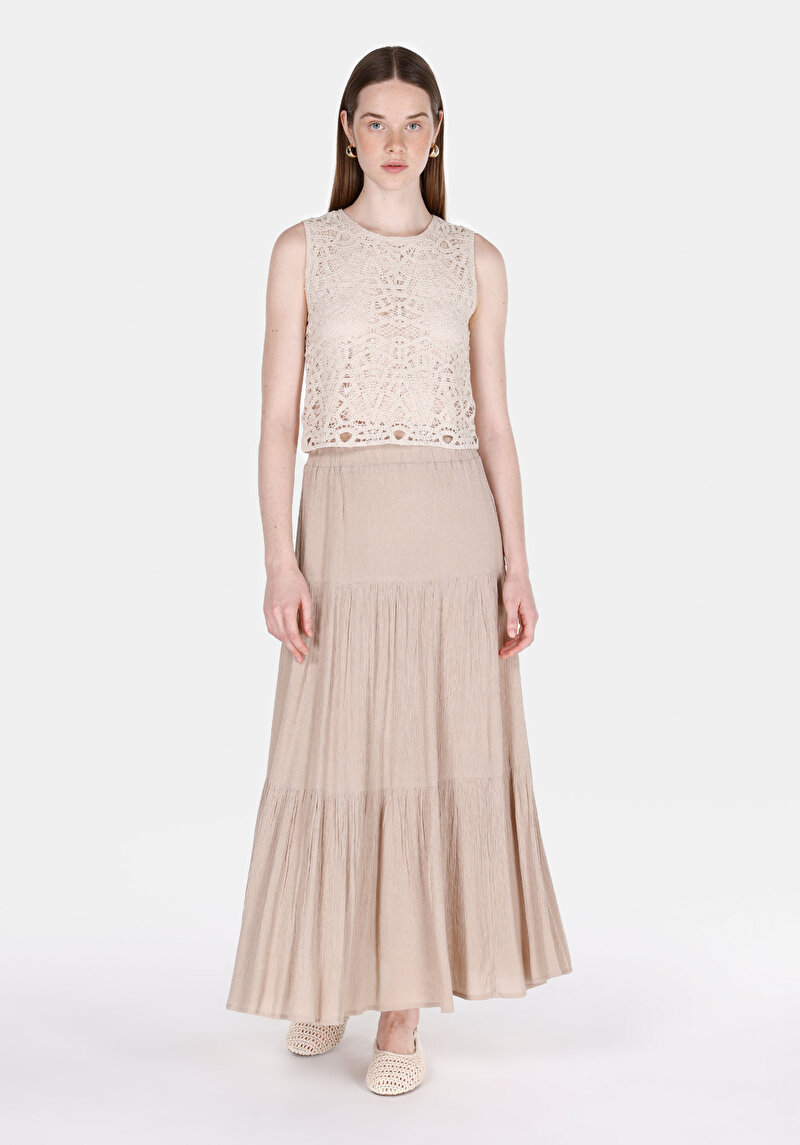 Imagine a Maxi Lungime Fustă Dreaptă Bej Pentru Femei