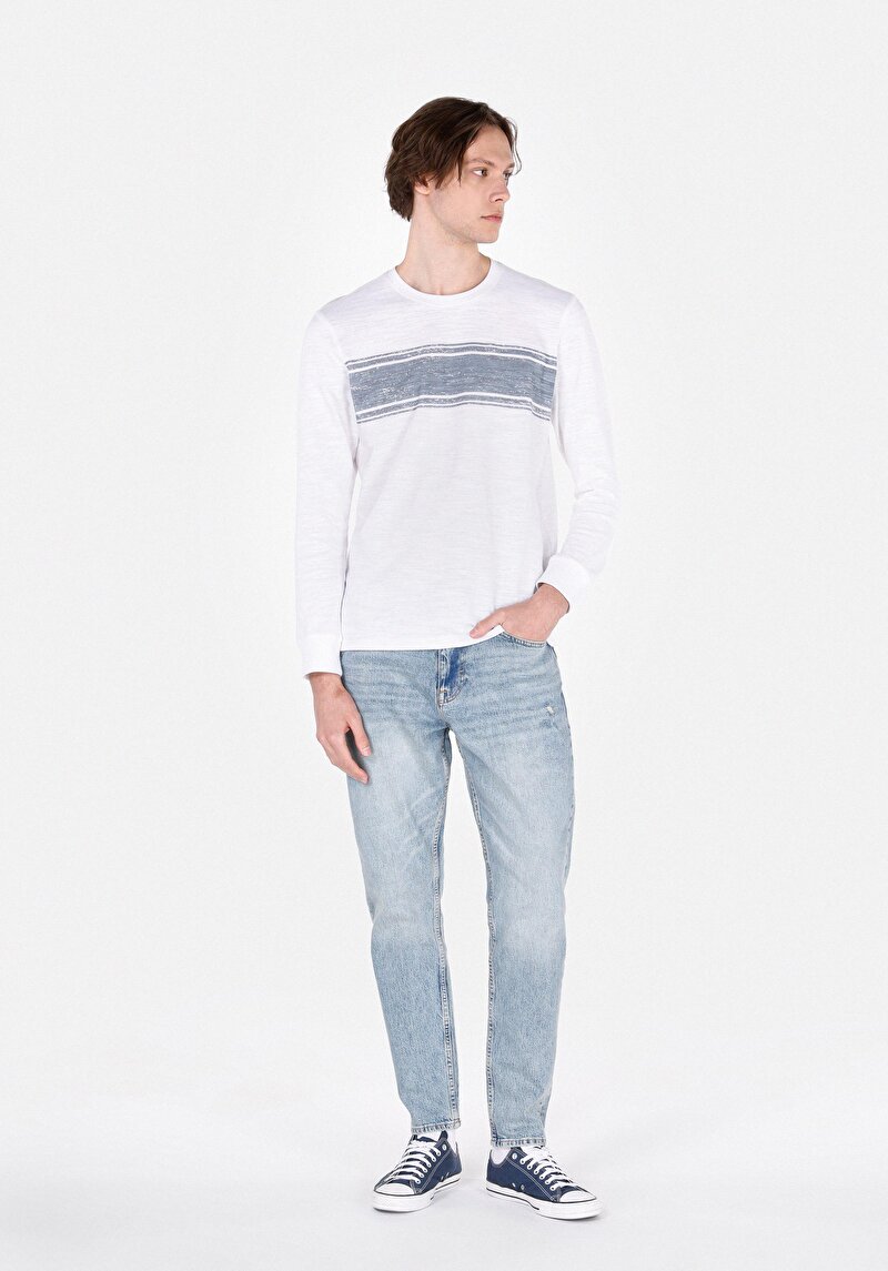 Imagine a Tricou Cu Maneca Lunga De Barbati Alb Regular Fit Cl1072327