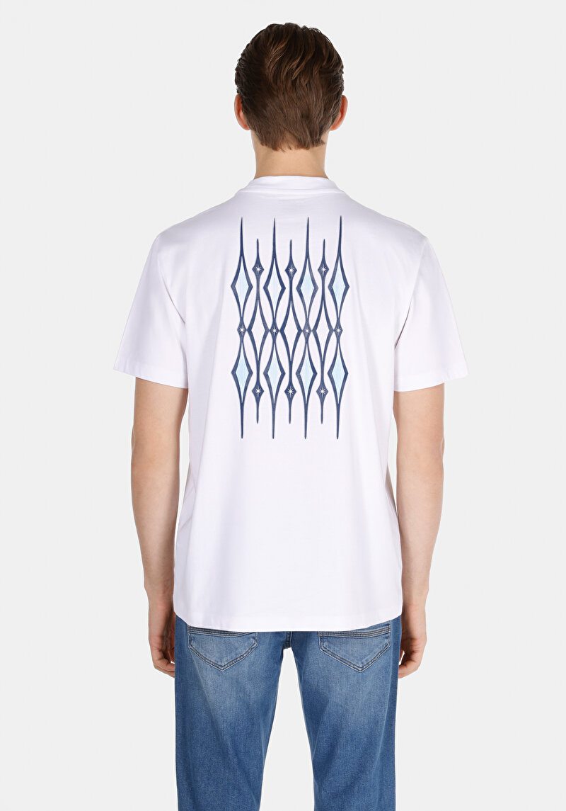 Afișați detalii pentru Comfort Fit Round Neck Drept Bărbați Alb Short Tricou Cu Mânecă Scurtă