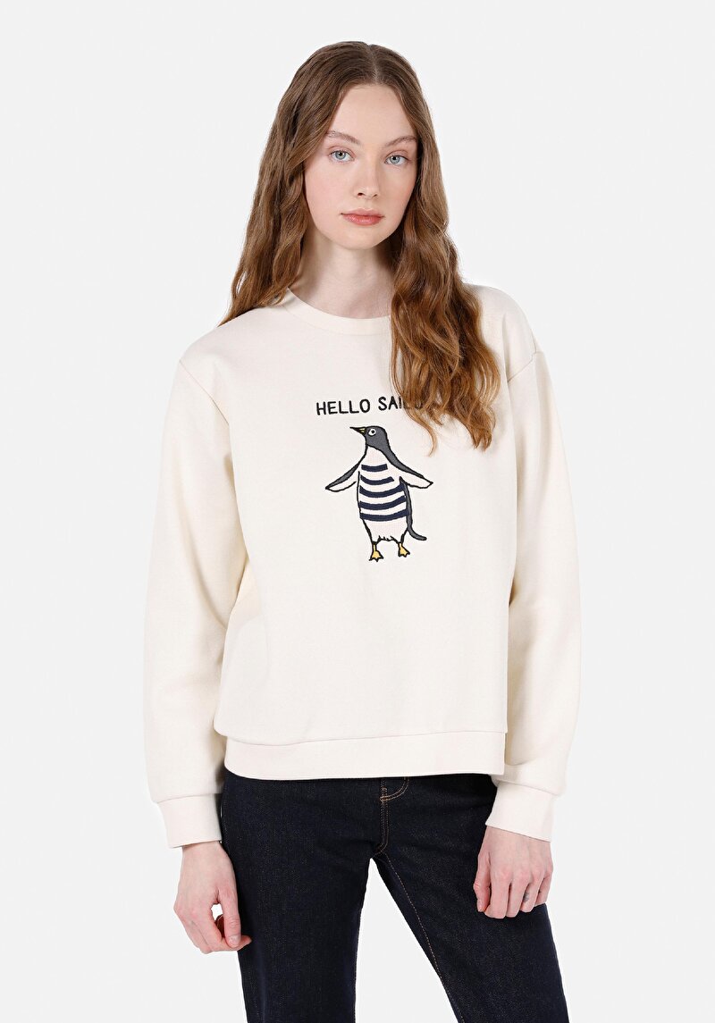 Imagine a Hanorac / Bluza De Dama Alb Regular Fit  Cl1073673