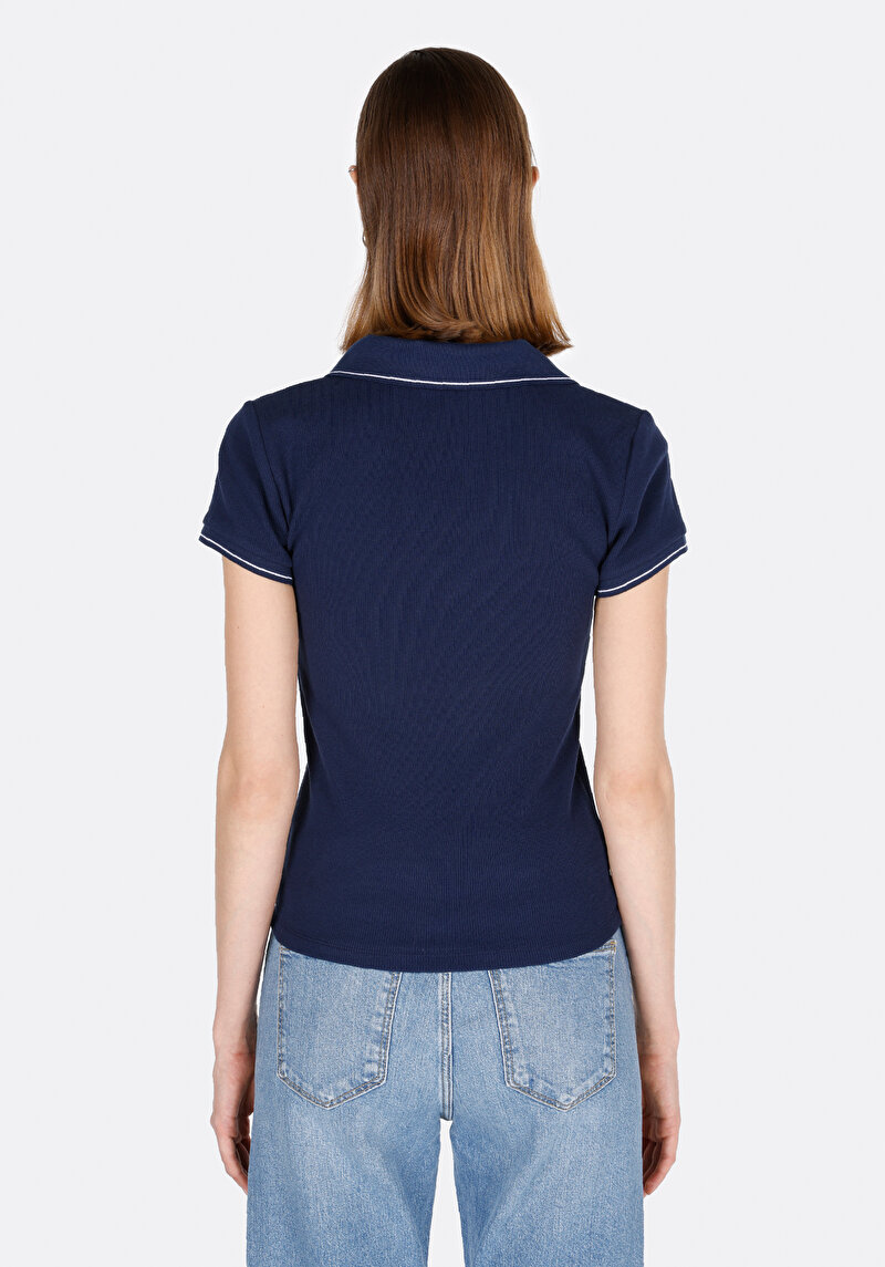 Afișați detalii pentru Tricou Polo Cu Maneca Scurta De Dama Albastru Marin Slim Fit  Cl1073698