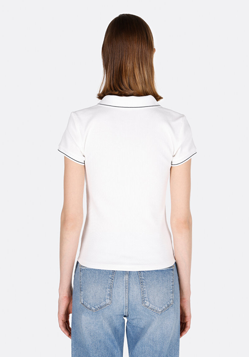 Afișați detalii pentru Tricou Polo Cu Maneca Scurta De Dama Alb Slim Fit  Cl1073698