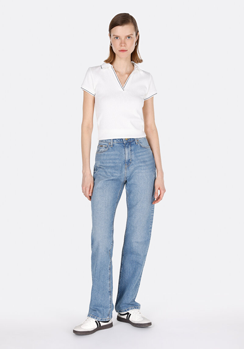 Afișați detalii pentru Tricou Polo Cu Maneca Scurta De Dama Alb Slim Fit  Cl1073698