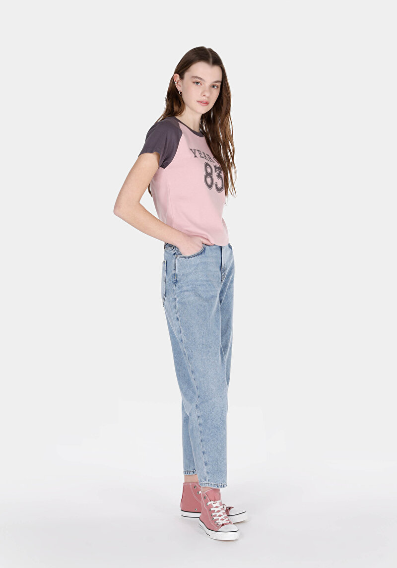 Afișați detalii pentru Blugi Barrel Fit Indigo Pentru Femei