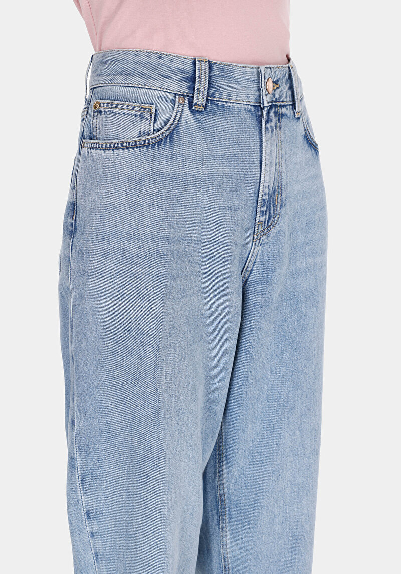 Afișați detalii pentru Blugi Barrel Fit Indigo Pentru Femei