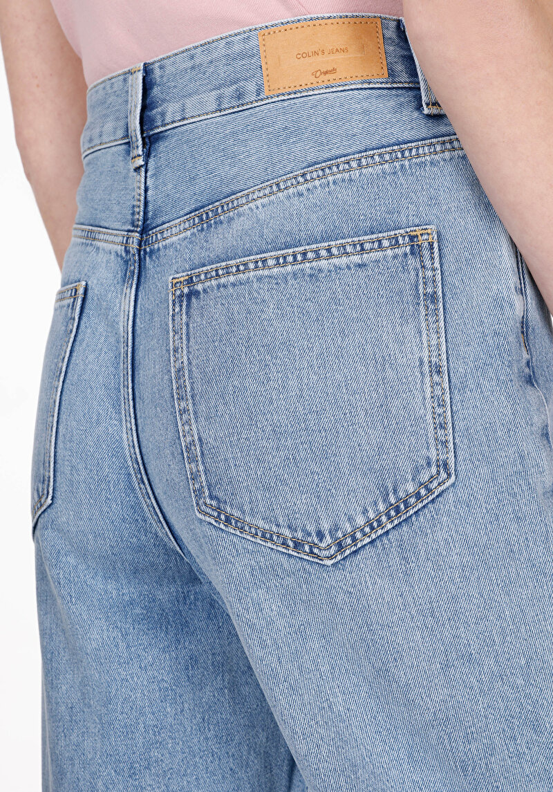 Afișați detalii pentru Blugi Barrel Fit Indigo Pentru Femei