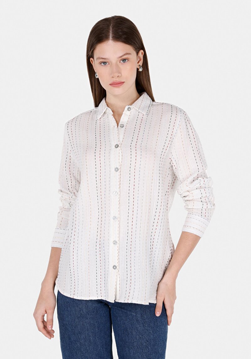 Imagine a Camasa Cu Maneca Lunga De Dama Alb Regular Fit  Cl1072491