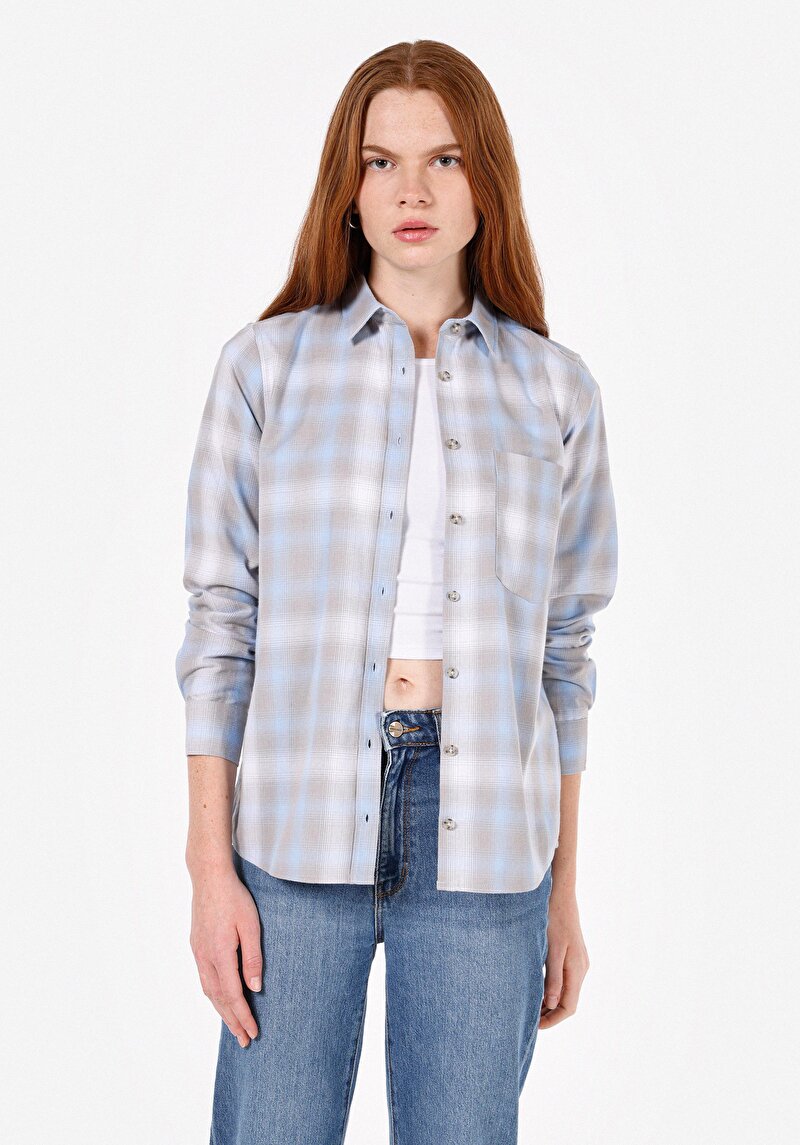 Imagine a Camasa Cu Maneca Lunga De Dama Albastru Regular Fit  Cl1072494