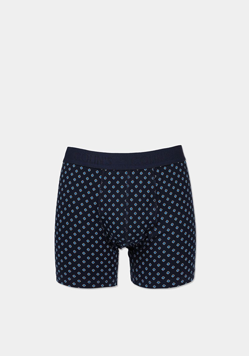 Imagine a Modern Fit Imprimat Boxer Bleumarin Pentru Bărbați