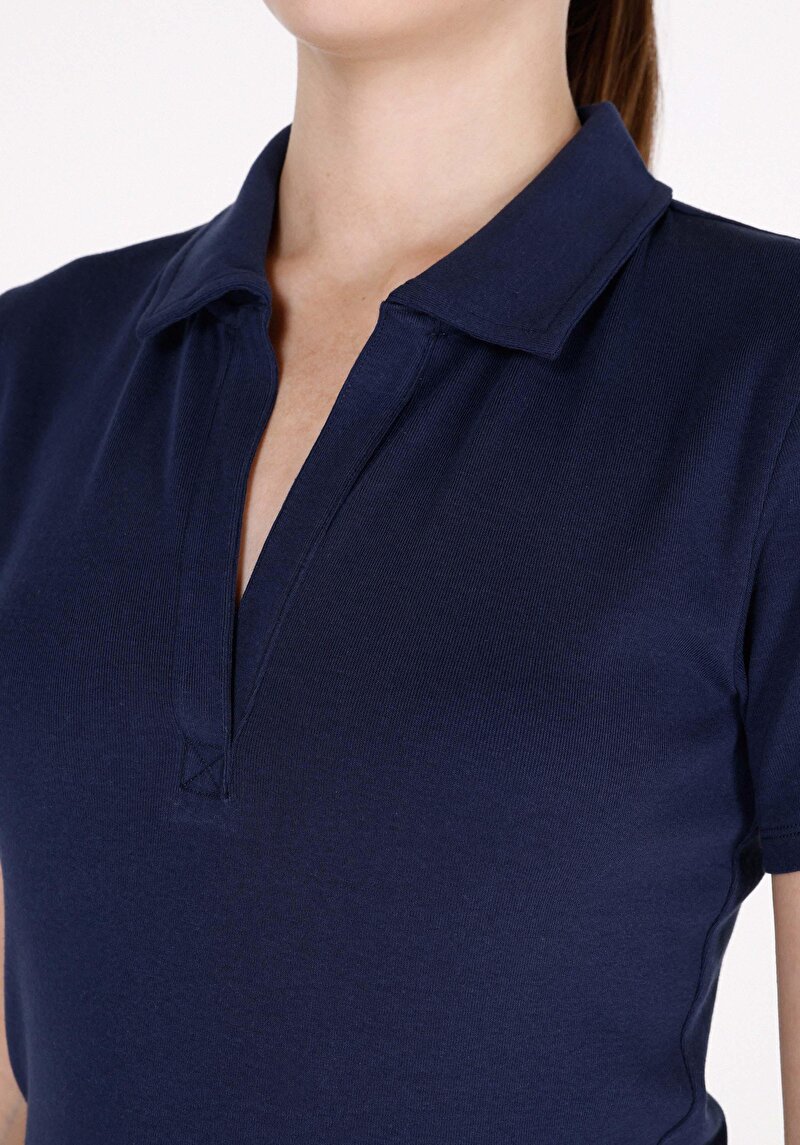 Imagine a Tricou Cu Maneca Scurta De Dama Albastru Marin Slim Fit Cl1073834