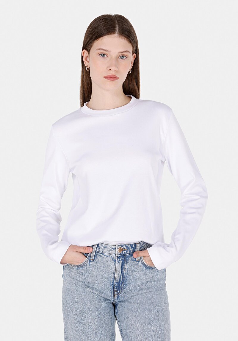 Imagine a Tricou Cu Maneca Lunga De Dama Alb Regular Fit  Cl1072549