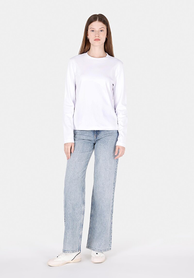 Afișați detalii pentru Tricou Cu Maneca Lunga De Dama Alb Regular Fit  Cl1072549