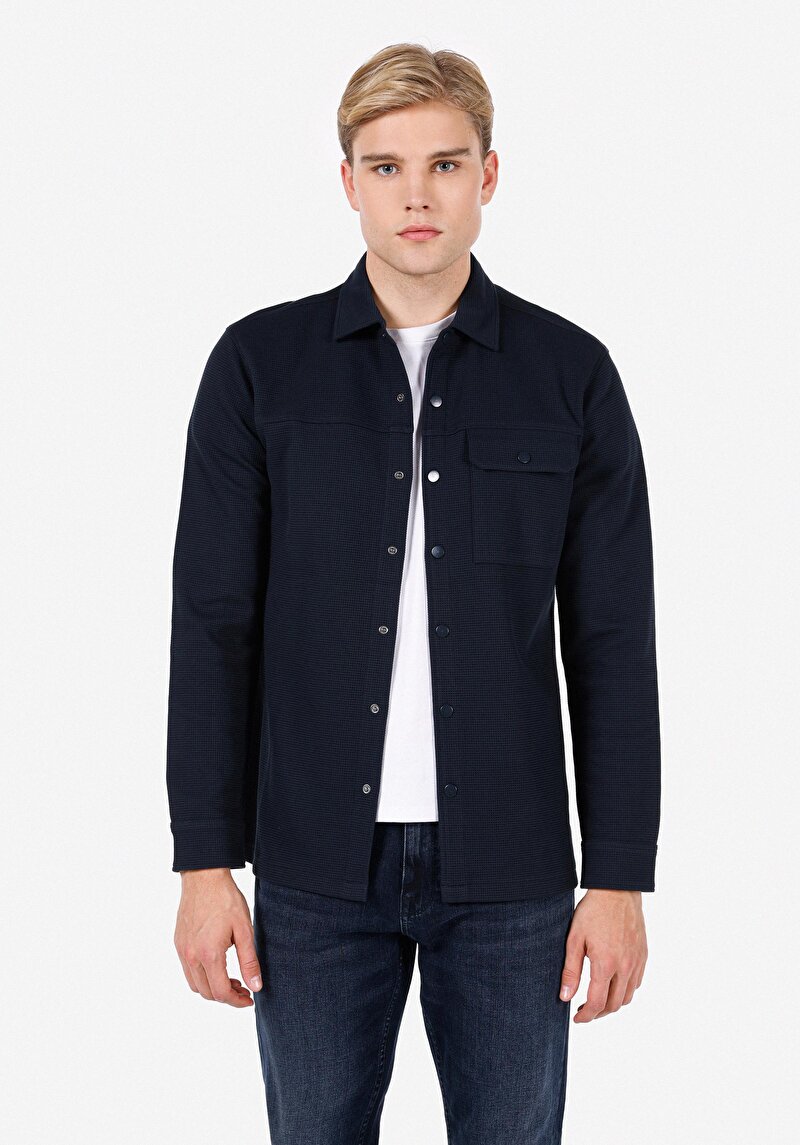 Imagine a Jachetă Regular Fit Bleumarin Pentru Bărbați