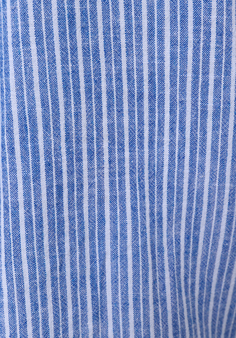 Afișați detalii pentru Cămașă Cu Dungi Cămașă Albastră Cu Mânecă Lungă Pentru Femei