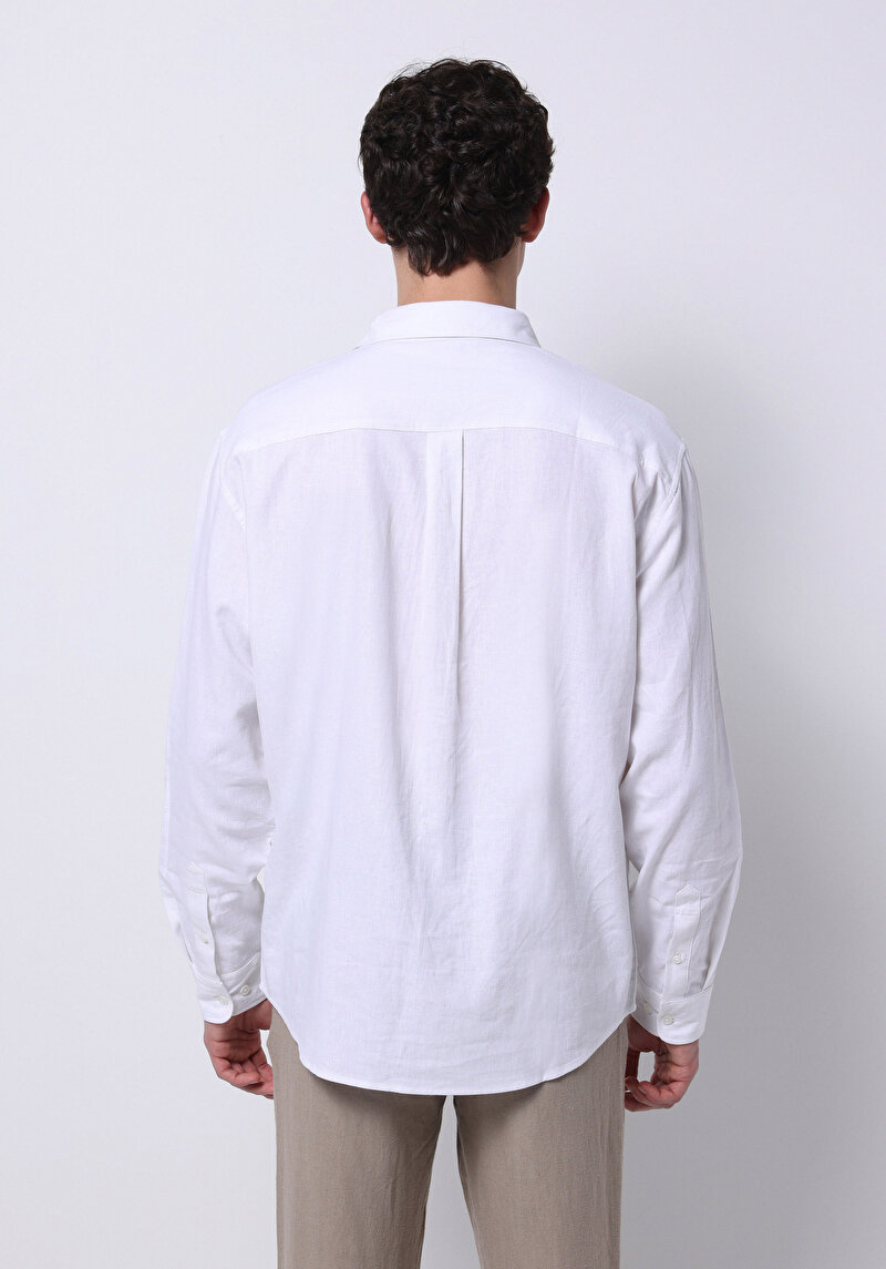 Imagine a Camasa Cu Maneca Lunga De Barbati Alb Relaxed Fit Cl1074490