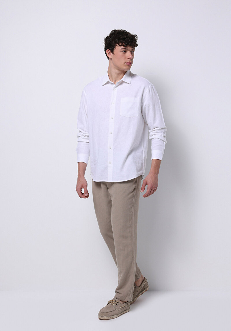 Imagine a Camasa Cu Maneca Lunga De Barbati Alb Relaxed Fit Cl1074490