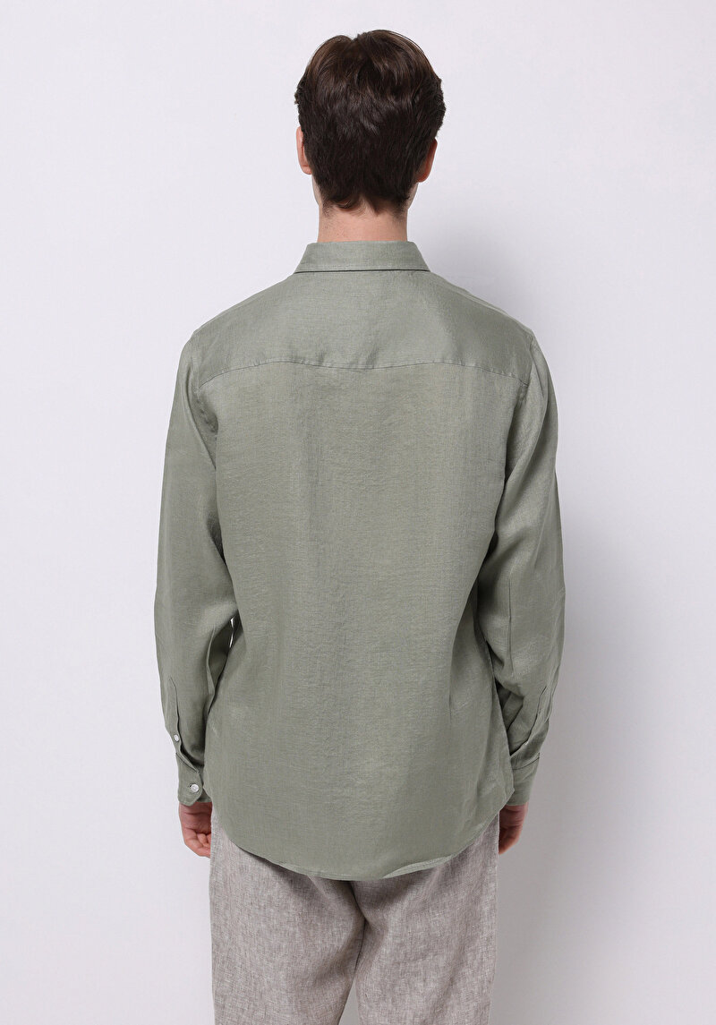 Imagine a Camasa Cu Maneca Lunga De Barbati Verde Regular Fit Cl1074493