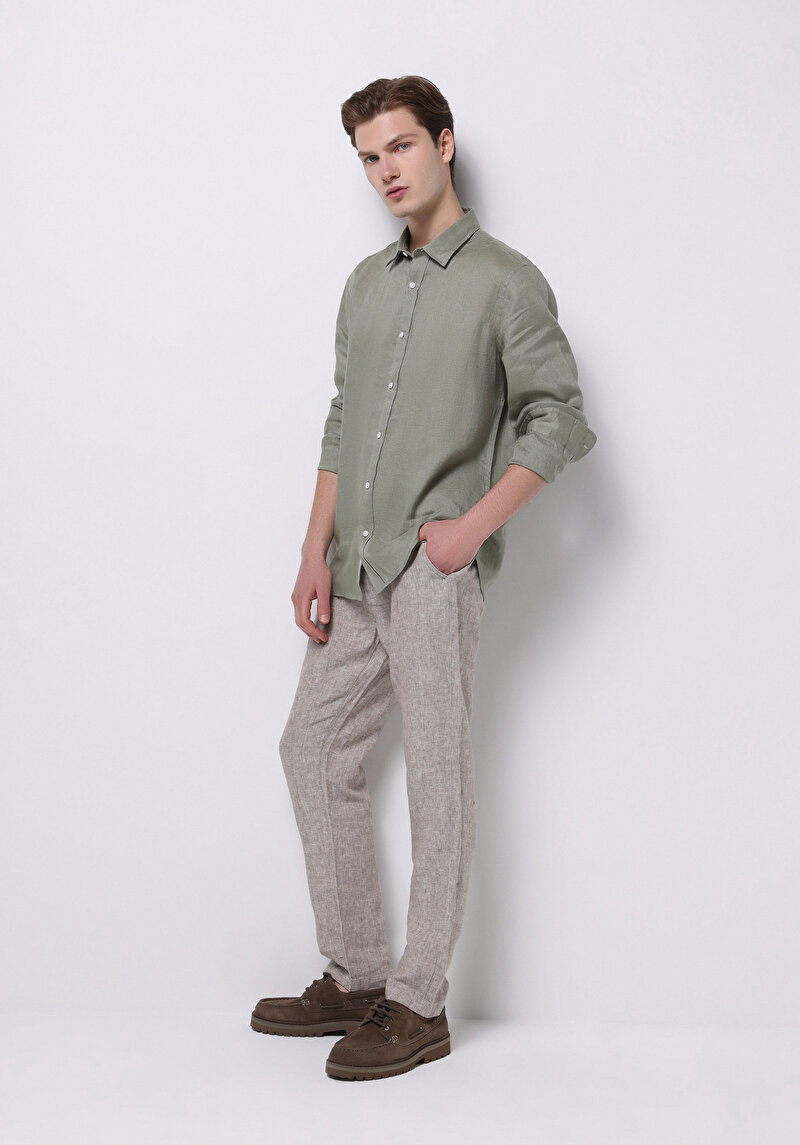 Imagine a Camasa Cu Maneca Lunga De Barbati Verde Regular Fit Cl1074493