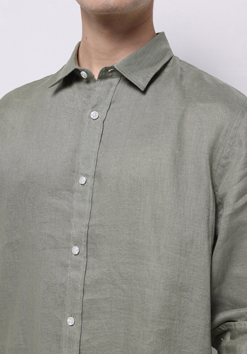 Imagine a Camasa Cu Maneca Lunga De Barbati Verde Regular Fit Cl1074493