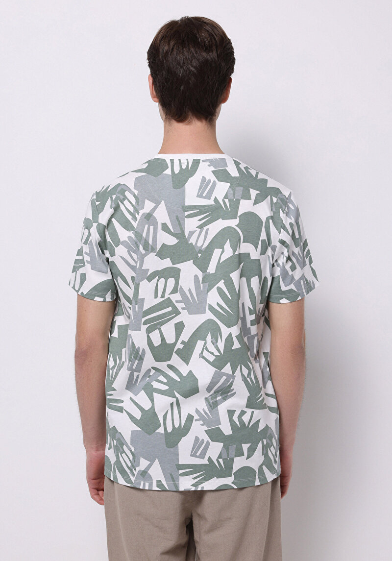 Imagine a Regular Fit Round Neck Printed Tricou Cu Mânecă Scurtă Verde Pentru Bărbați