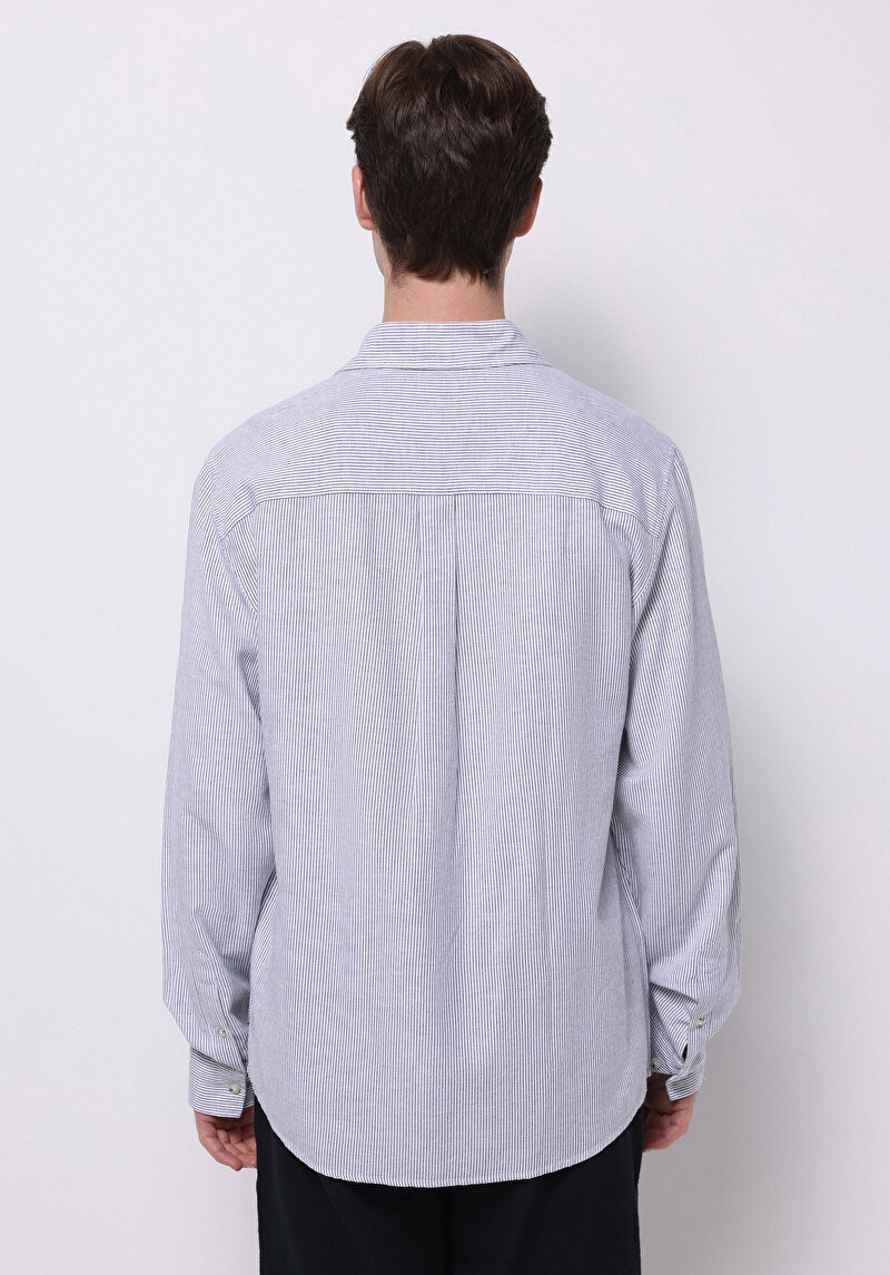 Imagine a Camasa Cu Maneca Lunga De Barbati Albastru Marin Regular Fit Cl1075181