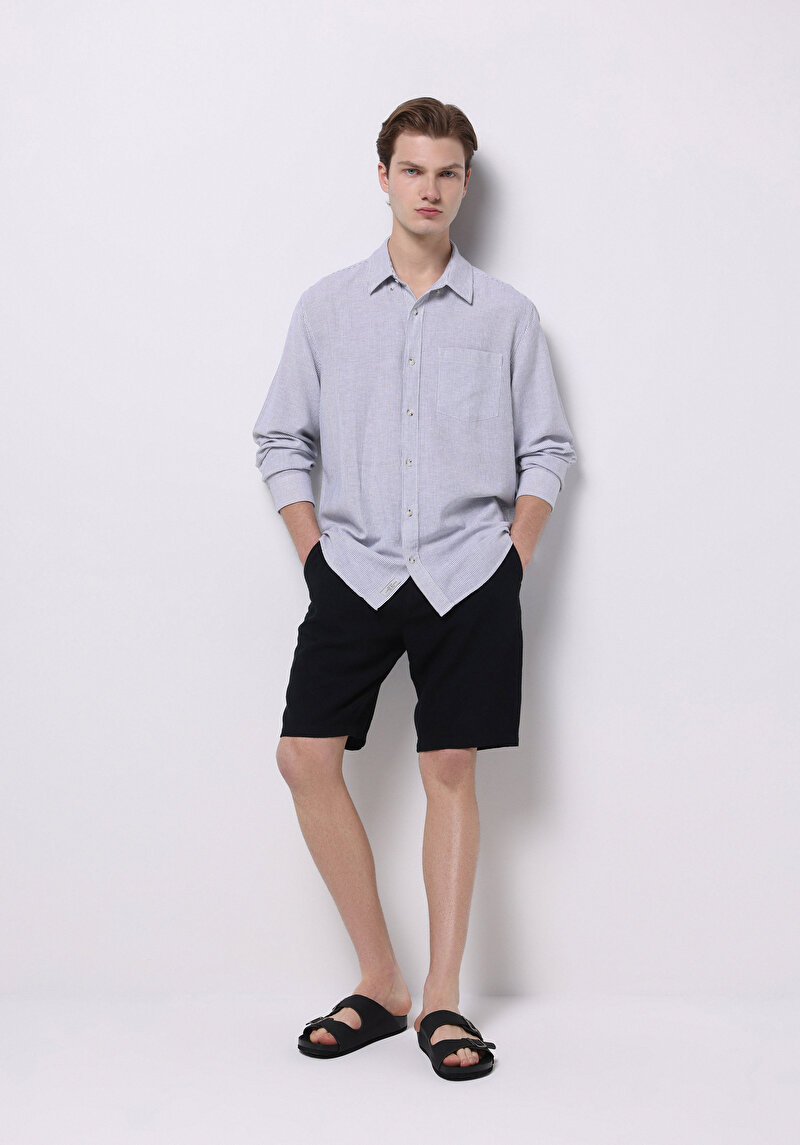 Imagine a Camasa Cu Maneca Lunga De Barbati Albastru Marin Regular Fit Cl1075181