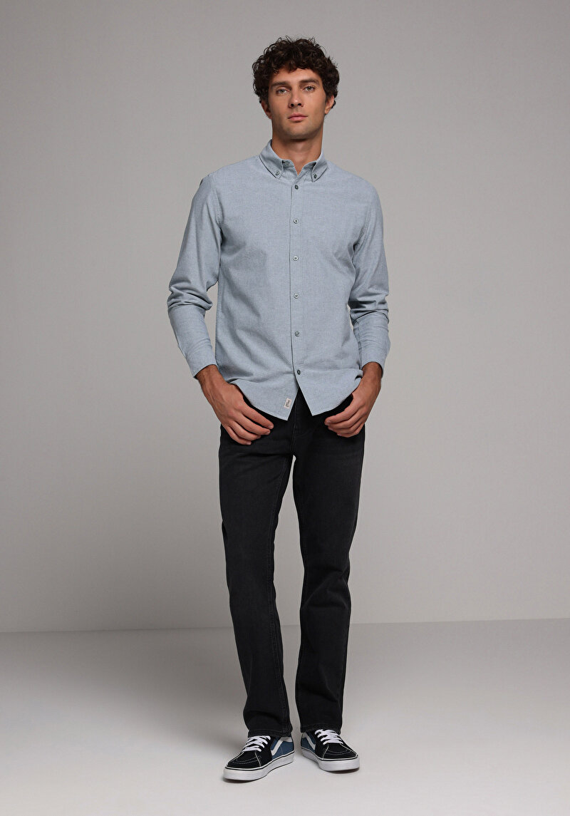 Imagine a Camasa Cu Maneca Lunga De Barbati Verde Regular Fit Cl1073845