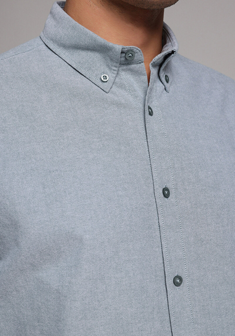 Imagine a Camasa Cu Maneca Lunga De Barbati Verde Regular Fit Cl1073845