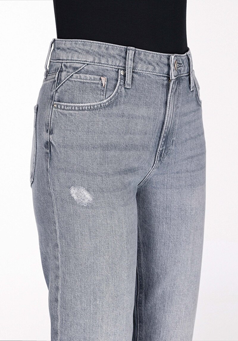 Afișați detalii pentru Pantaloni De Dama Gri Boyfriend Fit 893 Julia Cl1073875