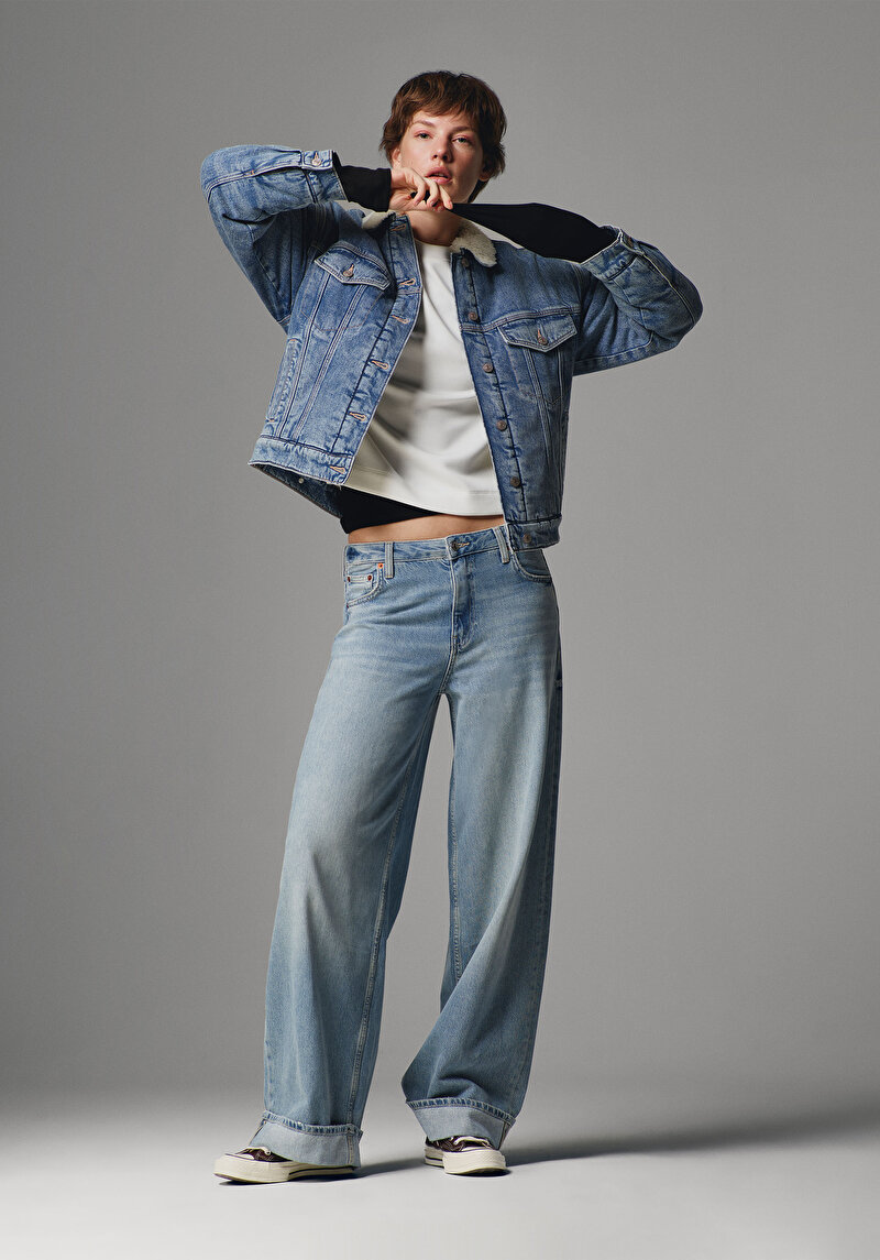 Imagine a Pantaloni De Dama Albastru Loose Fit  Cl1075840