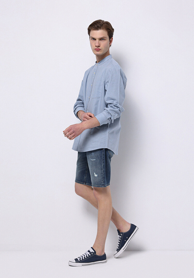 Imagine a Camasa Cu Maneca Lunga De Barbati Albastru Regular Fit Cl1070508