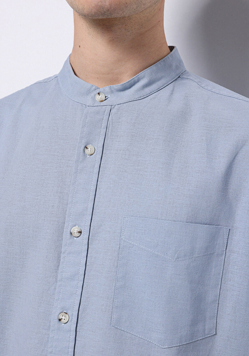 Imagine a Camasa Cu Maneca Lunga De Barbati Albastru Regular Fit Cl1070508