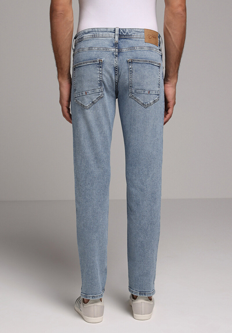 Imagine a Blugi İndigo Pentru Bărbați Cu Talie Dreaptă Cu Talie Dreaptă