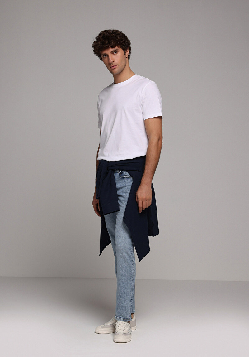 Imagine a Blugi İndigo Pentru Bărbați Cu Talie Dreaptă Cu Talie Dreaptă