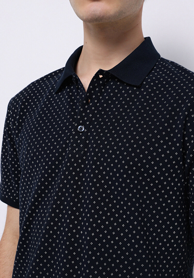 Afișați detalii pentru Tricou Polo Cu Maneca Scurta De Barbati Albastru Marin Regular Fit  Cl1074041