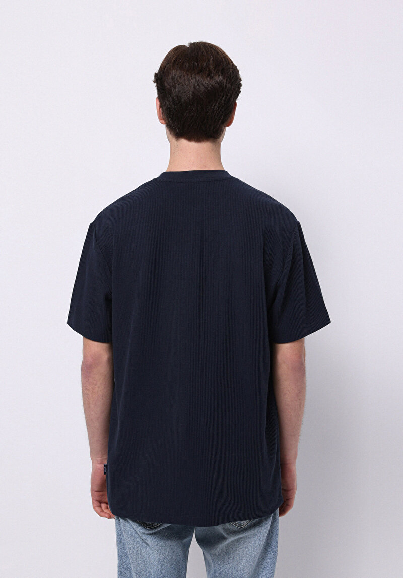 Imagine a Confort Fit Round Neck Drept Bărbați Bleumarin Tricou Cu Mânecă Scurtă