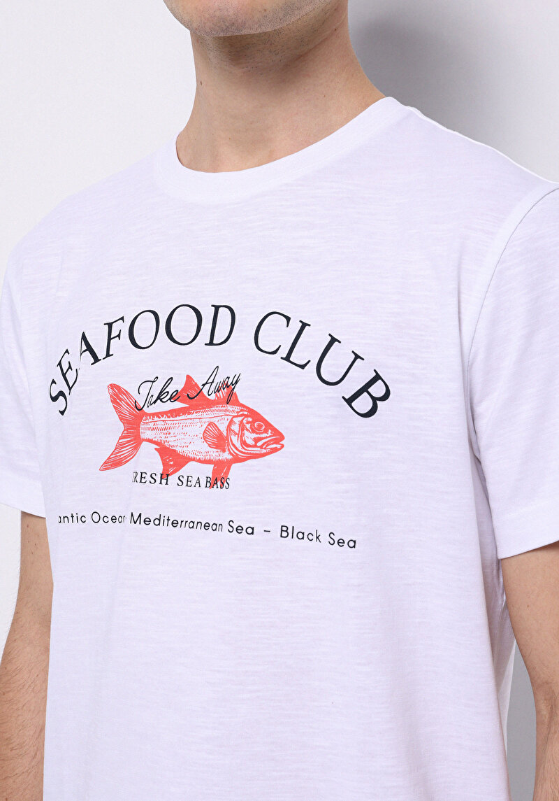 Imagine a Tricou Cu Maneca Scurta De Barbati Alb Regular Fit Cl1074223