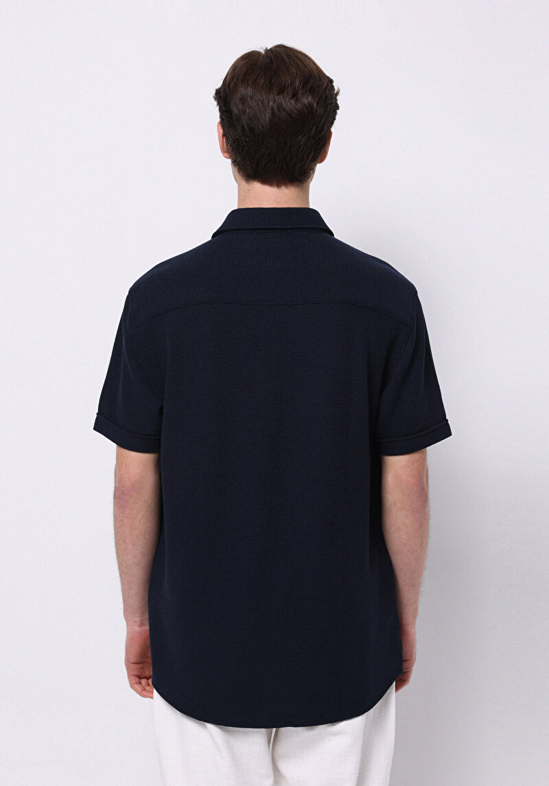 Imagine a Camasa Cu Maneca Scurta De Barbati Albastru Marin Regular Fit  Cl1074492