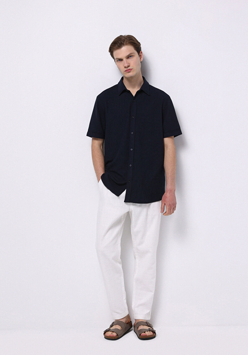 Imagine a Camasa Cu Maneca Scurta De Barbati Albastru Marin Regular Fit  Cl1074492