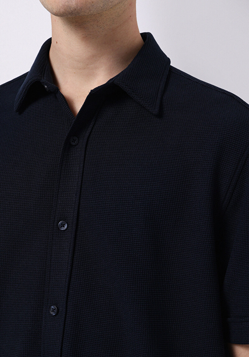 Imagine a Camasa Cu Maneca Scurta De Barbati Albastru Marin Regular Fit Cl1074492