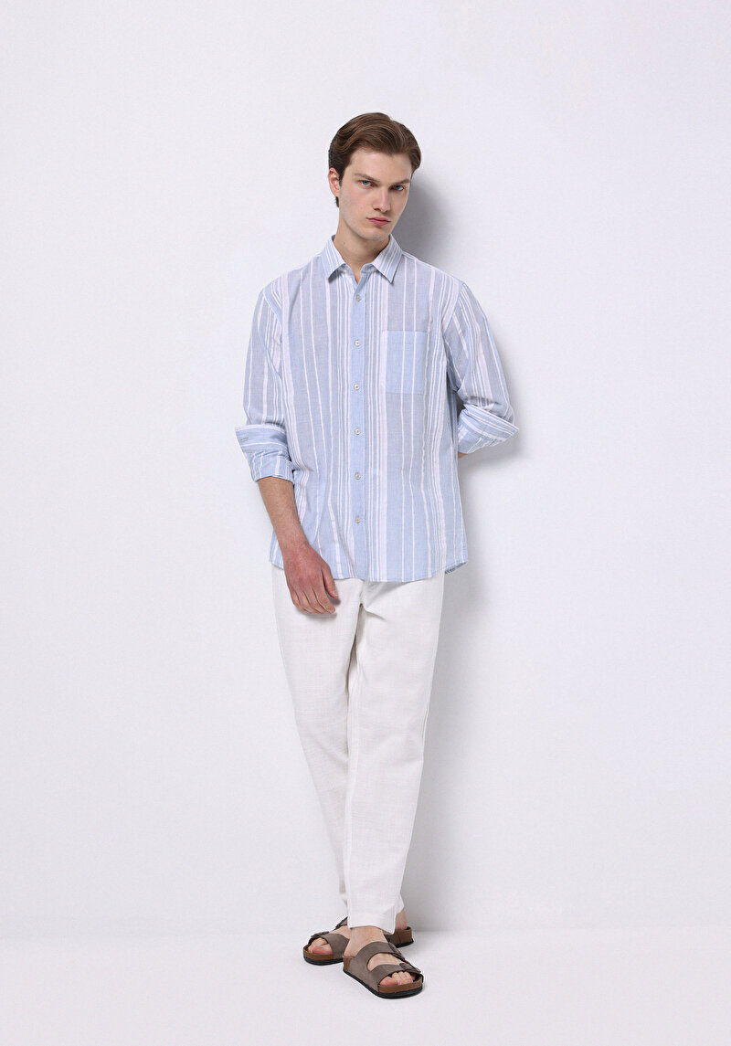 Imagine a Camasa Cu Maneca Lunga De Barbati Albastru Deschis Regular Fit Cl1074496