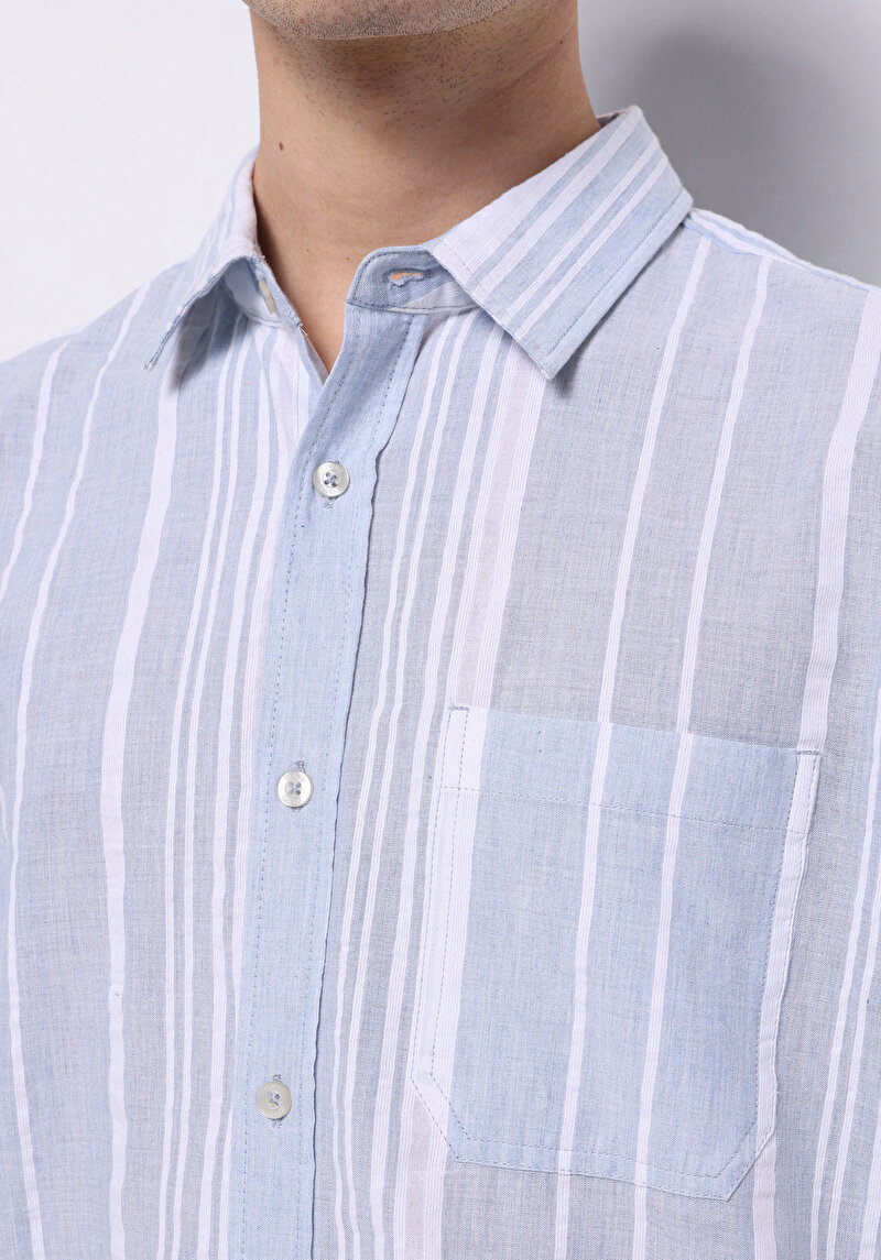 Imagine a Camasa Cu Maneca Lunga De Barbati Albastru Deschis Regular Fit Cl1074496