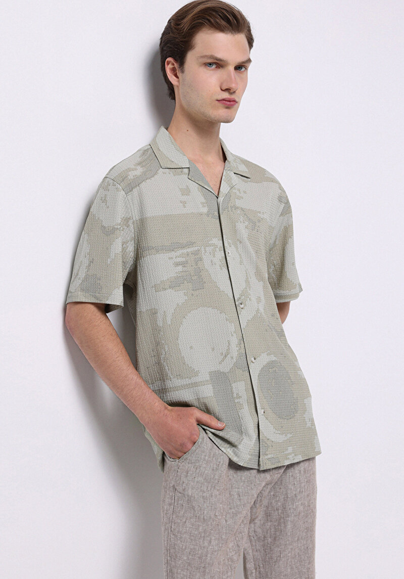 Imagine a Camasa Cu Maneca Scurta De Barbati Verde Regular Fit  Cl1074519
