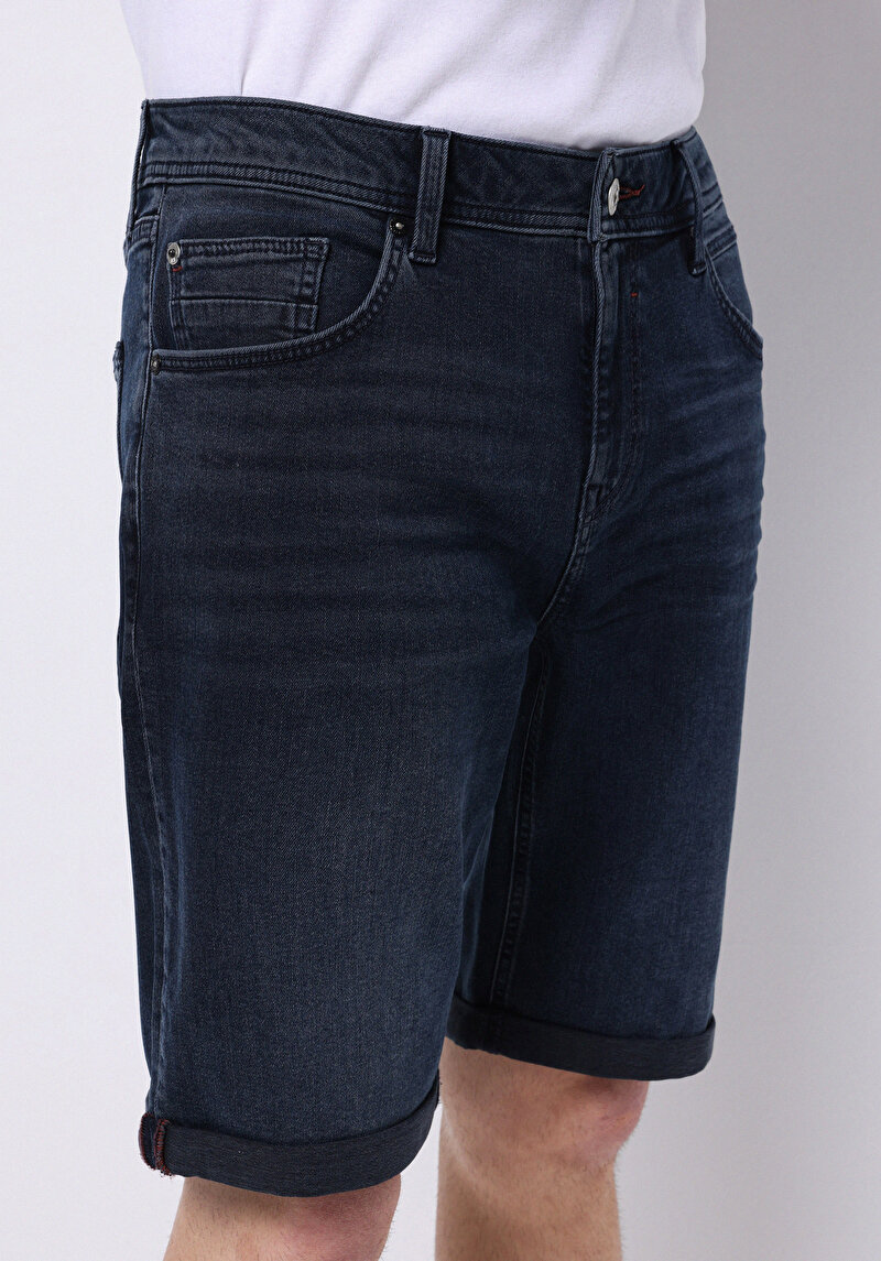 Imagine a Pantaloni Scurți Din Jean Din Denim Pentru Bărbați Cu Talie Joasă